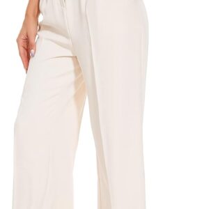 Wide Leg Pants Women's High Elastic Waisted in The Back Business Work Trousers Long Straight Suit Pants