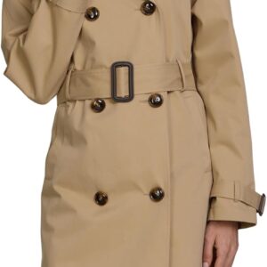 Steve Madden Long Lapel Trench Coat for Women – Double-Breasted Womens Trench Coats, Belted Tailored Work Jackets for Women