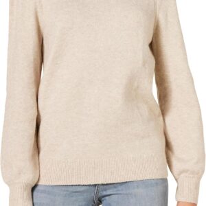 Amazon Essentials Women's Relaxed-Fit Soft Touch Long Sleeve Pleated Shoulder Crewneck Sweater