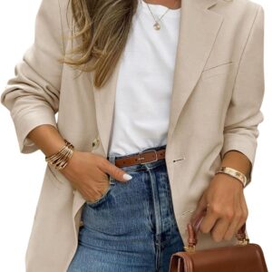 2026 Blazers for Women Business Casual Long Sleeve Lapel Open Front Suit Jacket Work Blazer with Pockets