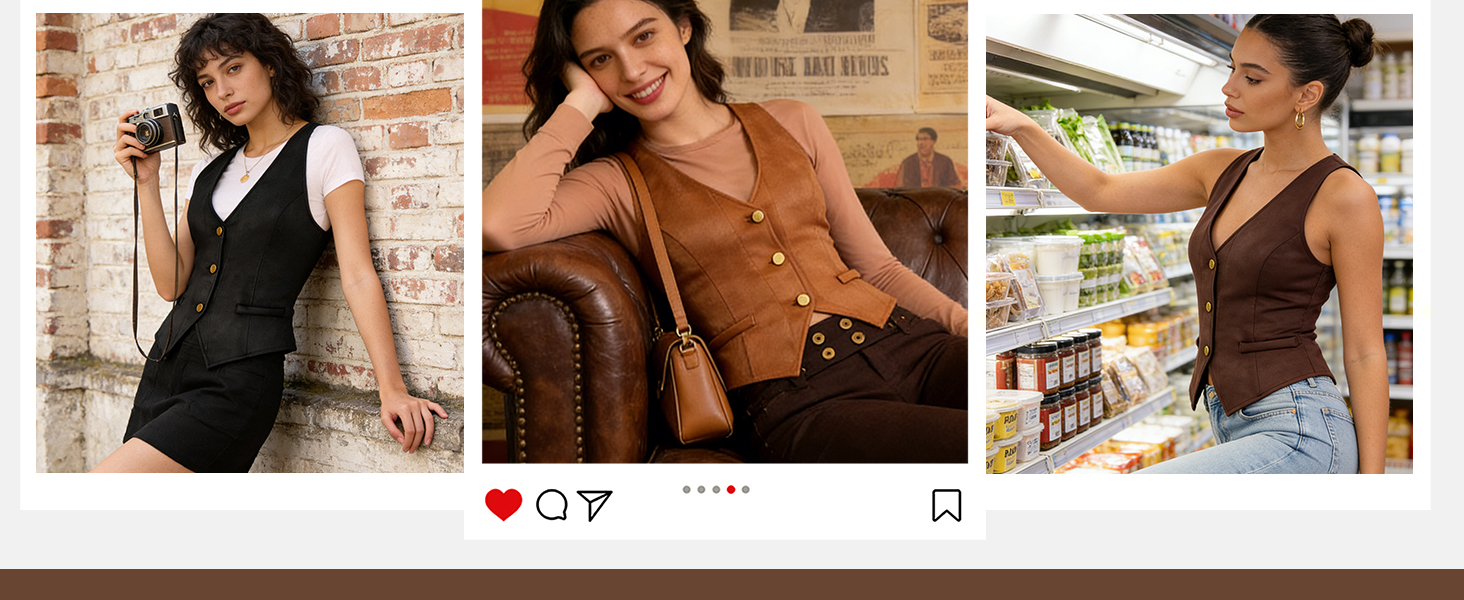 Women's Waistcoat Vest Top V-Neck Racerback Suit Vests Dressy Casual Suits Vest Button Down Versatile Blazer Vests 7 Womens Vest Top Trendy