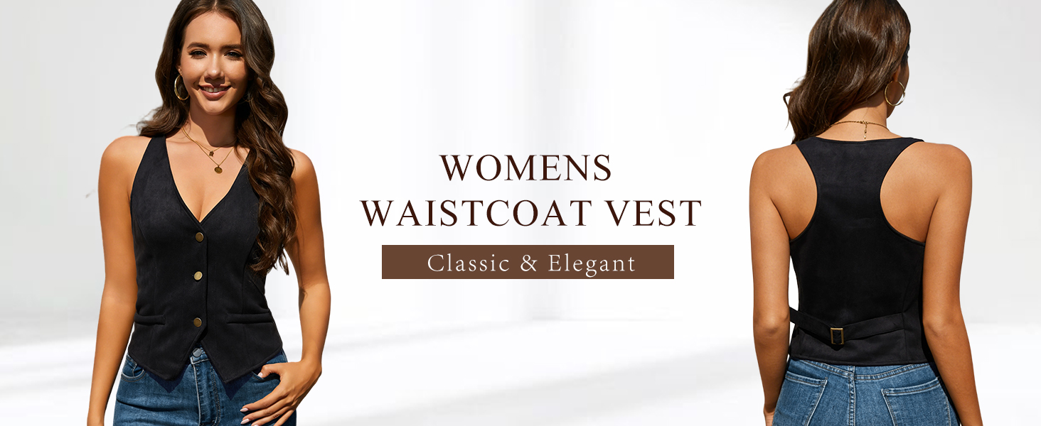 Women's Waistcoat Vest Top V-Neck Racerback Suit Vests Dressy Casual Suits Vest Button Down Versatile Blazer Vests 1 Vest Tops for Women